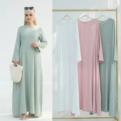 Women Cotton Linen Dresses Eid Muslim Vestidos Abaya Lace Up Ramadan Morocco Dubai Abayas Jalabiya Kaftan 2025 Arab Long Robe