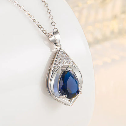Solid S925 Sterling Silver Blue Sapphire Jewelry Gemstone for Women Collares Mujer Silver 925 Jewelry Sapphir Gemstone Necklaces