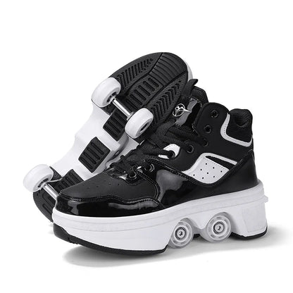 Size 33 34 35 - 44 Deformation Roller Skates Shoes Double Row 4-Wheel Skates Roller Shoes Dual-Purpose Roller Sneakers Shoes