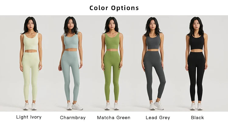 Seamless Yoga Set Women Gym Clothing Sports Bra Semi-Fixed Cups Workout Tops Anti Rolling Yoga Leggings with Pocket Tights