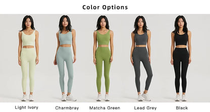 Seamless Yoga Set Women Gym Clothing Sports Bra Semi-Fixed Cups Workout Tops Anti Rolling Yoga Leggings with Pocket Tights