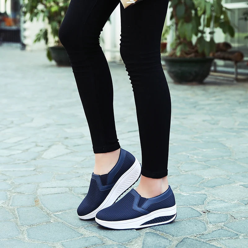 Womens Shoes 2026 Summer Swing Casual Air Mesh Breathable Wedges Sport Femme Platform Shoes Zapatos Sneakers Women