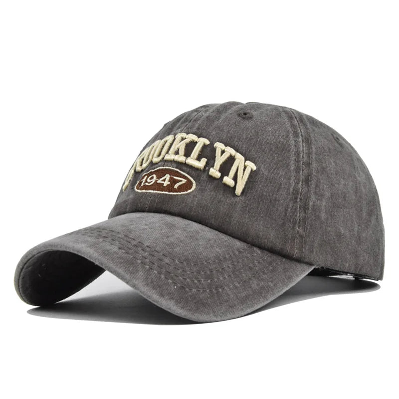 Unisex Washed Cotton Vintage Caps Letter Embroidery Baseball Cap Men And Women Summer Outdoor Soft Top Sports Snapback Bone Hats