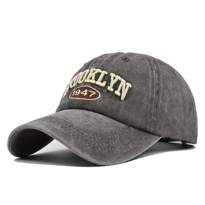 Unisex Washed Cotton Vintage Caps Letter Embroidery Baseball Cap Men And Women Summer Outdoor Soft Top Sports Snapback Bone Hats