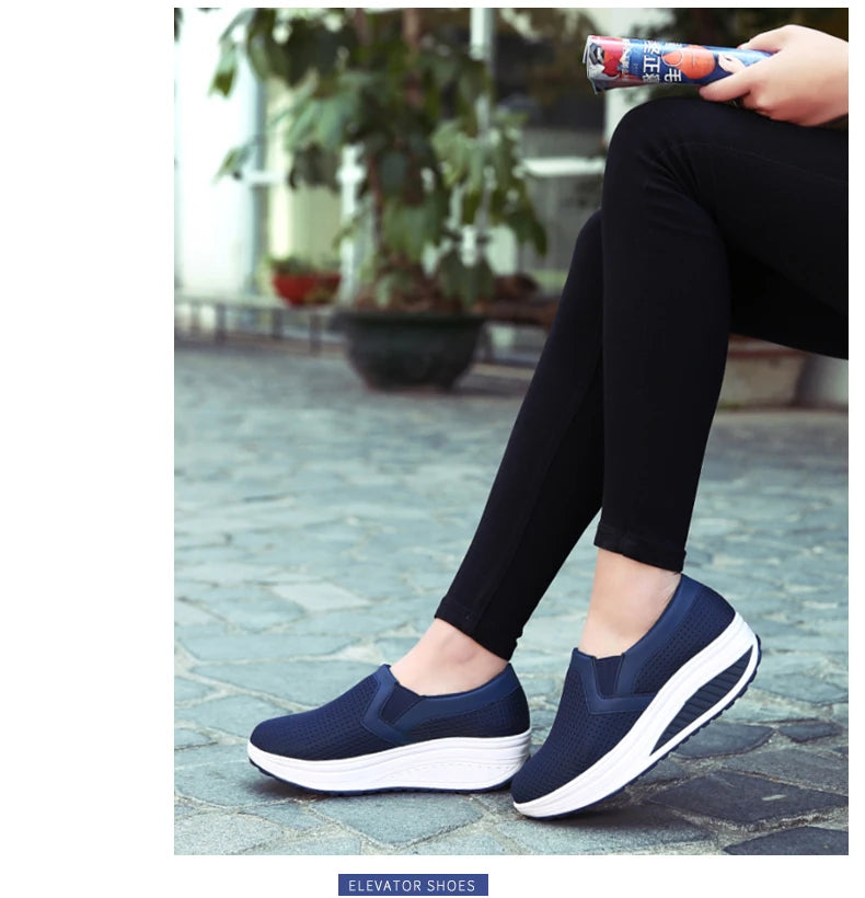 Womens Shoes 2026 Summer Swing Casual Air Mesh Breathable Wedges Sport Femme Platform Shoes Zapatos Sneakers Women