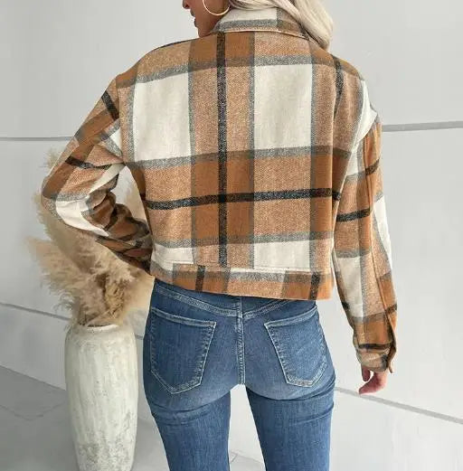 Women's Coat 2025 Autumn & Winter Female Daily Clothing Plaid New Fashion Casual Cardigan Retro Lapel Jacket Jacket for Women