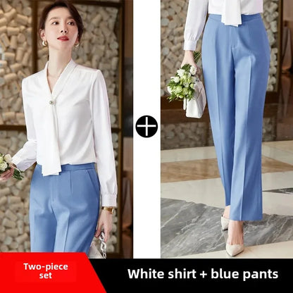 Women's Summer Professional White Shirt Short Sleeves Hotel Front Desk Workwear Korean Style OL Business Shirt White Collar Work