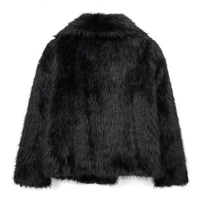 MUJER Faux Fur Coat Plush Fluffy Women's Jacket 2025 Woman Autumn Winter New in Outerwears White Red Gray Black Blends Coats