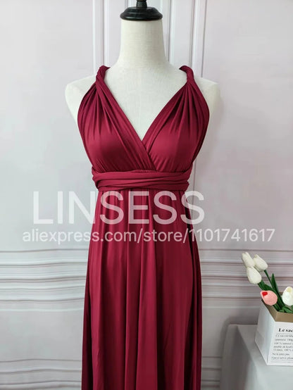 Multiway Bridesmaid Dress Infinity Outfit Floor Length Maxi Wrap Convertible Dresses Wedding Dress Multi-way Rust Dress