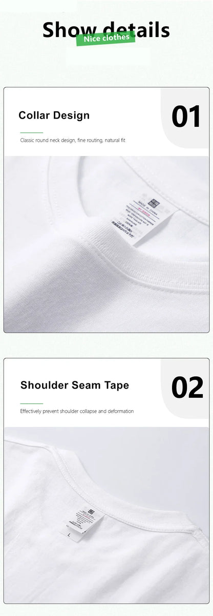 Men's 230g Heavy Cotton Short-sleeved T-shirt Men Pure Cotton Loose Solid Color Bottoming Shirt Trendy Man T-shirt Tops Clothes