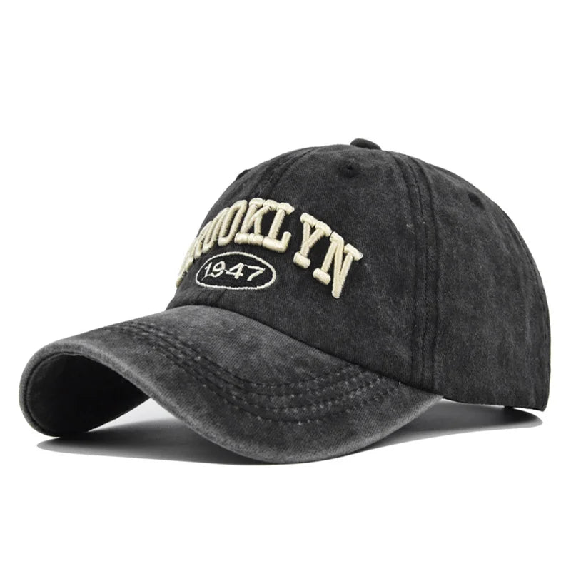 Unisex Washed Cotton Vintage Caps Letter Embroidery Baseball Cap Men And Women Summer Outdoor Soft Top Sports Snapback Bone Hats