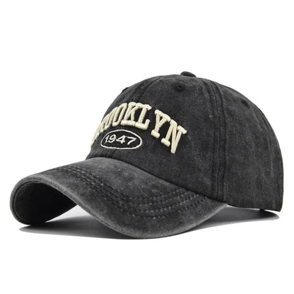 Unisex Washed Cotton Vintage Caps Letter Embroidery Baseball Cap Men And Women Summer Outdoor Soft Top Sports Snapback Bone Hats