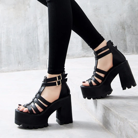 chunky heel sandals punk shoes Sandals High Heels Platform Sandals 2026 Women Summer Shoes women's sandal chunky shoes
