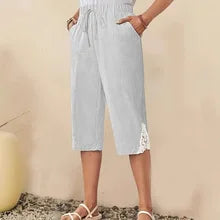 Spring Summer Hot Sale Of The Season Women's Cotton Linen Short Sleeve Printed Pocket round Neck Dress Elegant Style Comforta...
