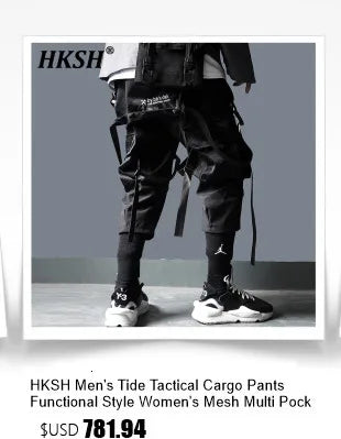 HKSH Men's Tide Classic Thicken Pure Cotton Fleece Harem Pants Suspension Sports Casual Trousers Dark Chic Grey RO Style HK1394