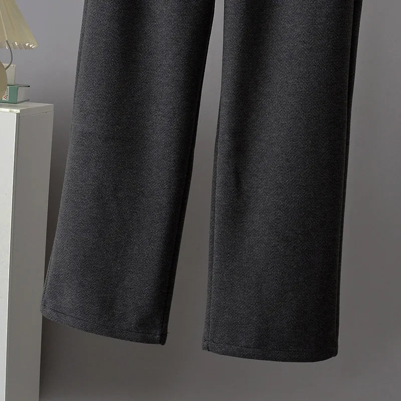 High Waist Straight Leg Pants plus Size Loose Fit Autumn Winter Korean Style Slimming Casual Trousers for Middle-Aged And Eld...