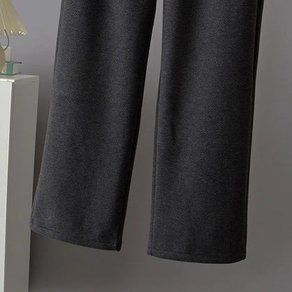 High Waist Straight Leg Pants plus Size Loose Fit Autumn Winter Korean Style Slimming Casual Trousers for Middle-Aged And Eld...