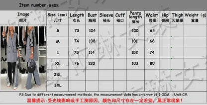 Casual Two Piece Sets Womens Outifits Fall Long Sleeved Patchwork Double Breasted Suit Coat Loose Pant Two-piece Set Winter 2024