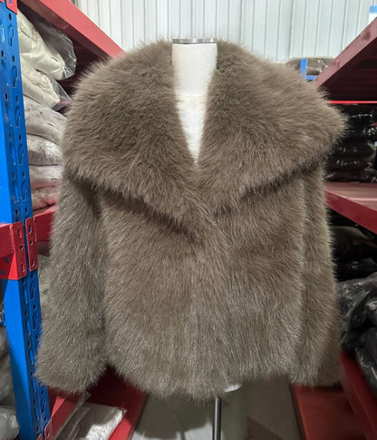 Women's Faux Fur Jacket Loose Long-Sleeved Coat Toca Fox Design Autumn/Winter 2025 Collection