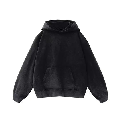 Washed Fleece Hoodie Sweatshirt Unisex Loose Casual Style Vintage Hip Hop Trend Autumn Winter Streetwear for Couples