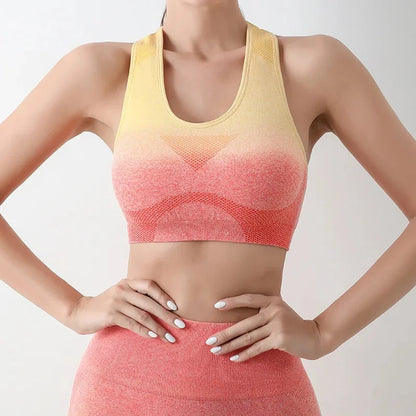 Summer Thin Yoga Trousers High-Waisted Push-Up Peach Hip Pants Gradient Tight Running Training Fitness Sport Suit