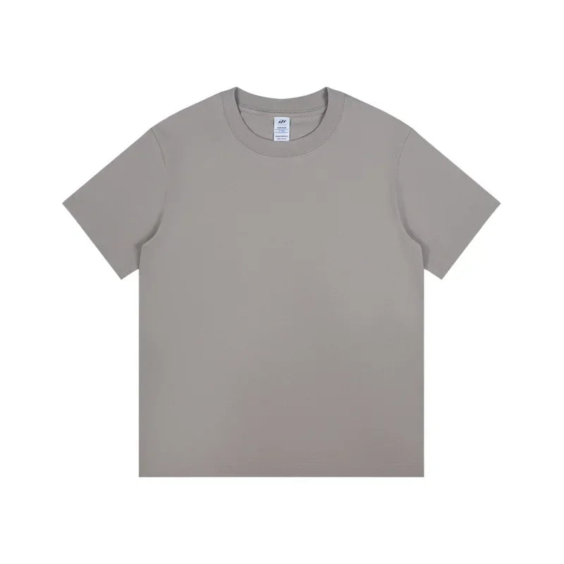 Men's 230g Heavy Cotton Short-sleeved T-shirt Men Pure Cotton Loose Solid Color Bottoming Shirt Trendy Man T-shirt Tops Clothes