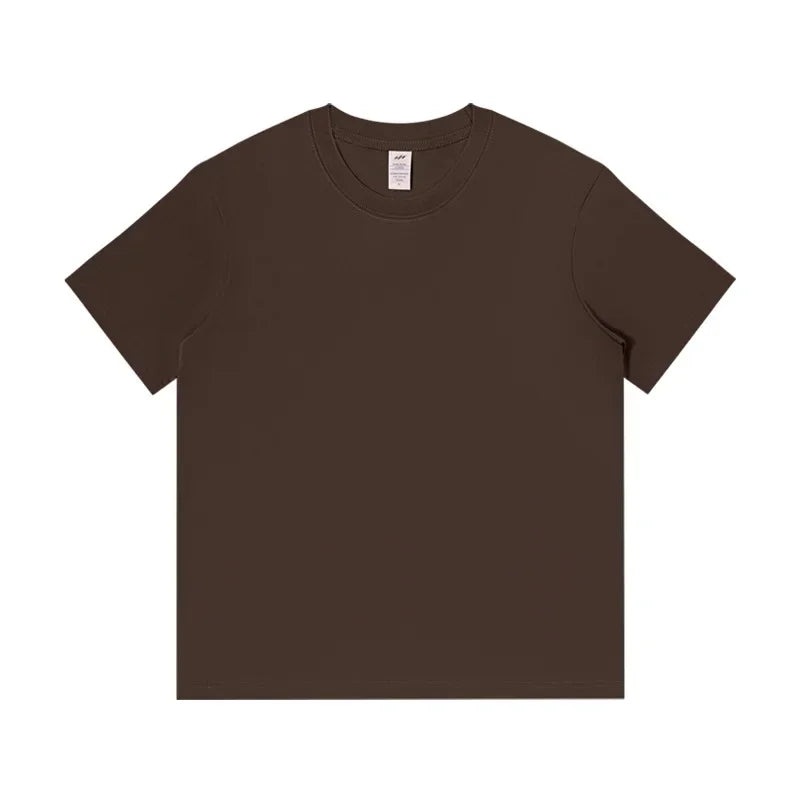 Men's 230g Heavy Cotton Short-sleeved T-shirt Men Pure Cotton Loose Solid Color Bottoming Shirt Trendy Man T-shirt Tops Clothes