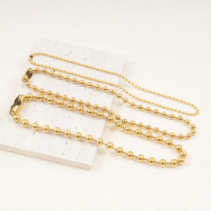 3/6/8mm Ball Bead Necklaces Stainless Steel For Women Gold/Silver Color Metal Big Bead Chain Choker Men Jewelry Accessories