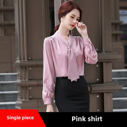 Women's Summer Professional White Shirt Short Sleeves Hotel Front Desk Workwear Korean Style OL Business Shirt White Collar Work