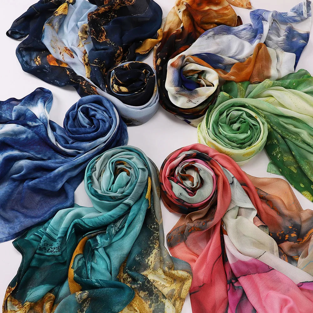 Premium Printed Hijab Headscarf Soft Breathable Hijab Muslim Women Islam Cotton Shawls and Wraps Viscose Modal Hijab