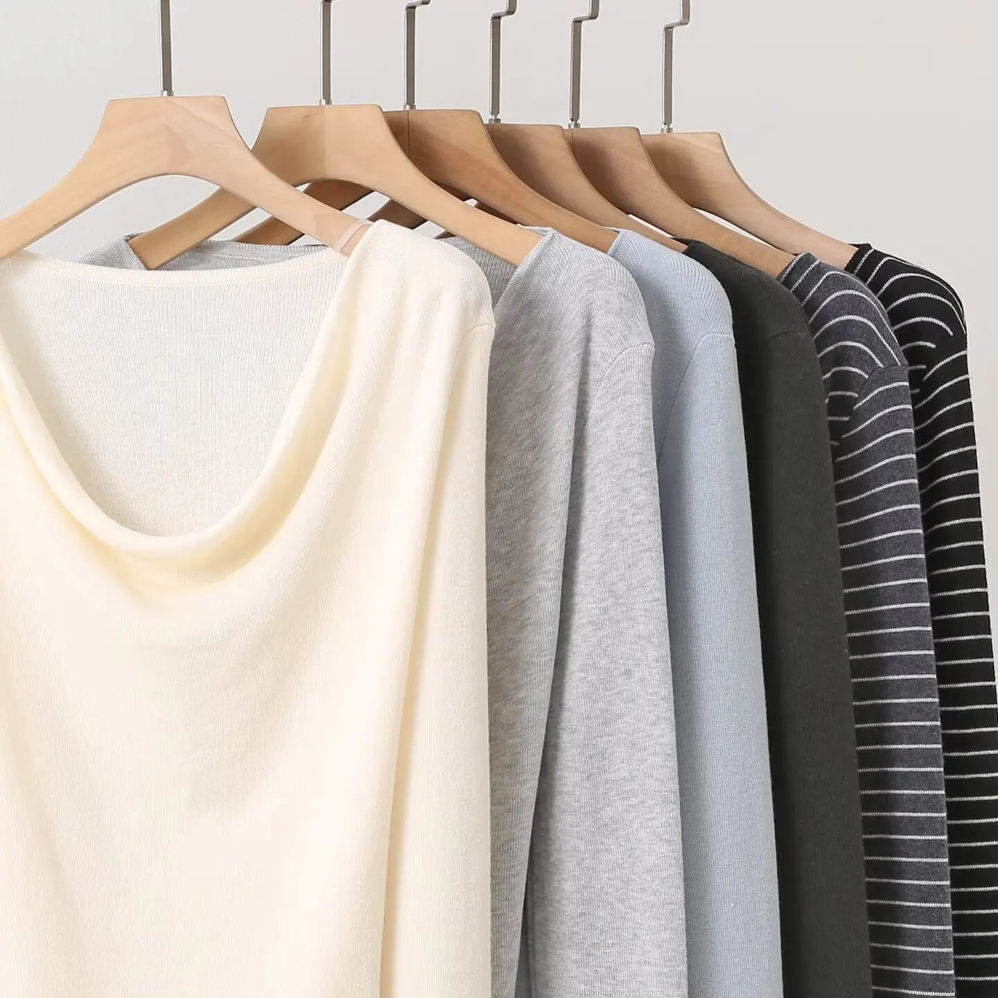Casual Knitted Sweater Women's Slim Fit Fashionable Early Autumn Wind Neckline Y733203 Street Style Thin Long Sleeve Pure Color