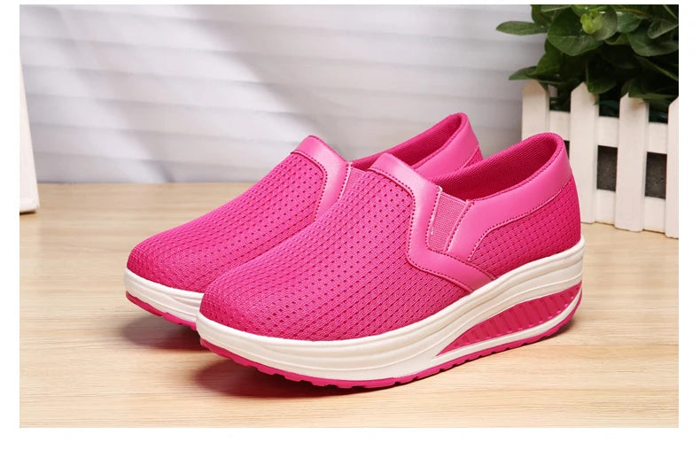 Womens Shoes 2026 Summer Swing Casual Air Mesh Breathable Wedges Sport Femme Platform Shoes Zapatos Sneakers Women