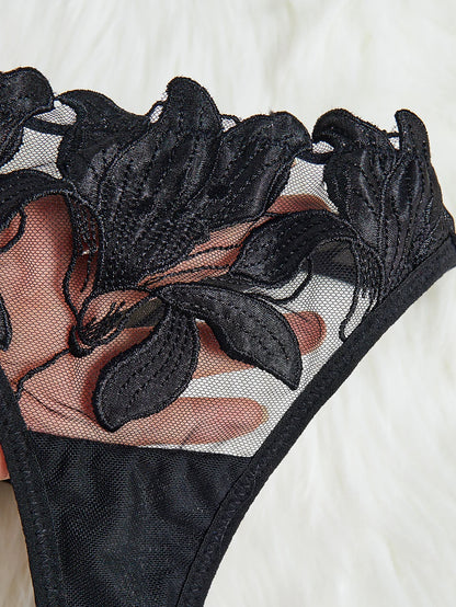 Floral Valentine Charming Brief Panty Underwear Sexy Nighty Fancy V Underwear Brief Set for Lady