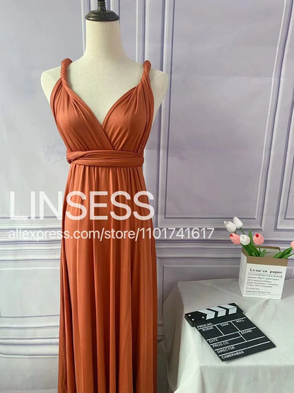 Multiway Bridesmaid Dress Infinity Outfit Floor Length Maxi Wrap Convertible Dresses Wedding Dress Multi-way Rust Dress