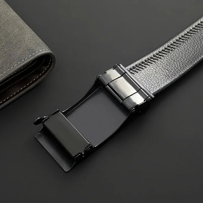 High-quality Men's Automatic Buckle PU Belt New Simple Men's Business Casual Belt Fashionable Men's Birthday Gifts