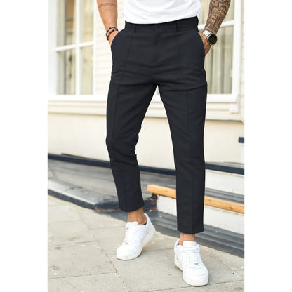 Men's Casual Pure Color Double Fold Line West Pants Spring Summer Autumn Fashion City Style Cotton Polyester Blend Leisure Tr...