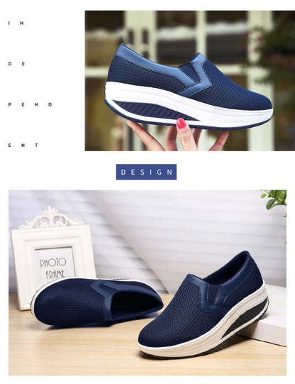 Womens Shoes 2026 Summer Swing Casual Air Mesh Breathable Wedges Sport Femme Platform Shoes Zapatos Sneakers Women