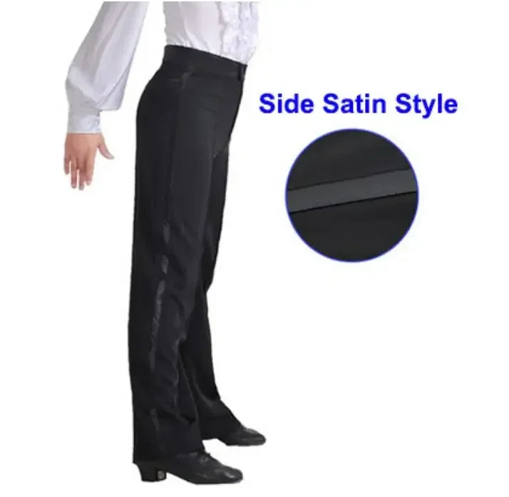 N72 Black Latin Modern Ballroom Tango Salsa Samba Trousers Practice Competition Latin Dance Pants For Men Kids Boys EJ