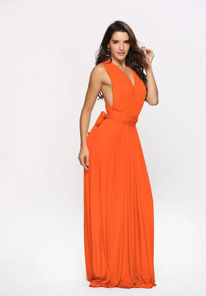 Multiway Bridesmaid Dress Infinity Outfit Floor Length Maxi Wrap Convertible Dresses Wedding Dress Multi-way Rust Dress