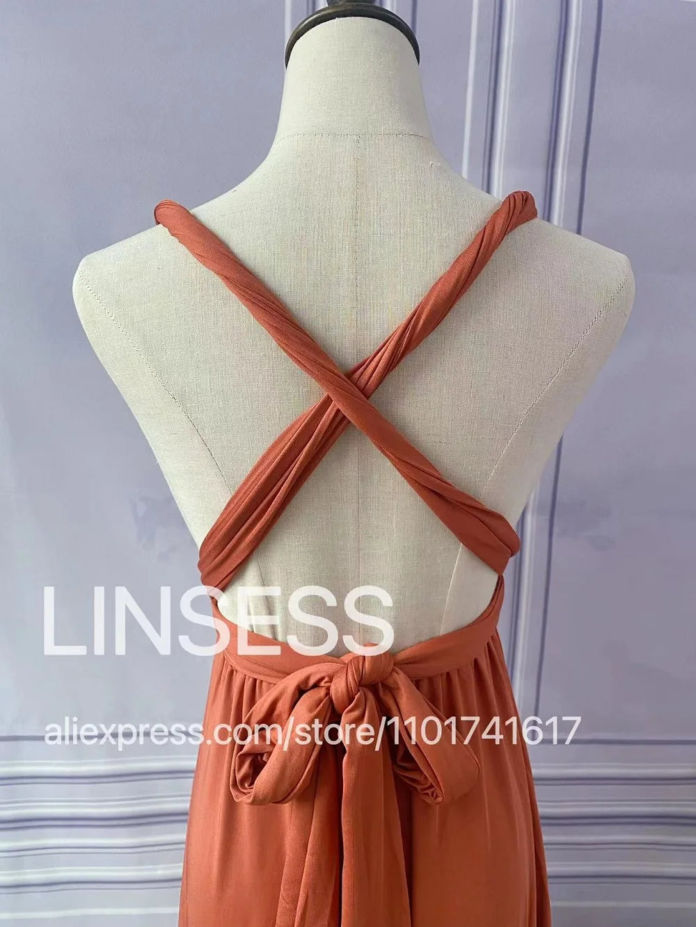 Multiway Bridesmaid Dress Infinity Outfit Floor Length Maxi Wrap Convertible Dresses Wedding Dress Multi-way Rust Dress