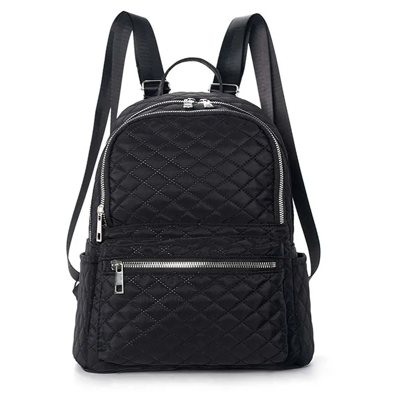 Fefeng Large Capacity Fashionable Diamond Pattern Portable Backpack Unisex Casual Travel Oxford Cloth Versatile Backpack