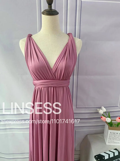Multiway Bridesmaid Dress Infinity Outfit Floor Length Maxi Wrap Convertible Dresses Wedding Dress Multi-way Rust Dress