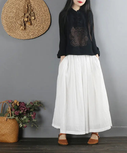 2022 Summer Chinese Style Ethnic Long Sleeve Women Retro Embroidery Blouse Red T-shirt Cotton Oversize Loose Ladies Casual Tops