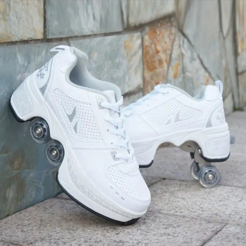 Size 33 34 35 - 44 Deformation Roller Skates Shoes Double Row 4-Wheel Skates Roller Shoes Dual-Purpose Roller Sneakers Shoes