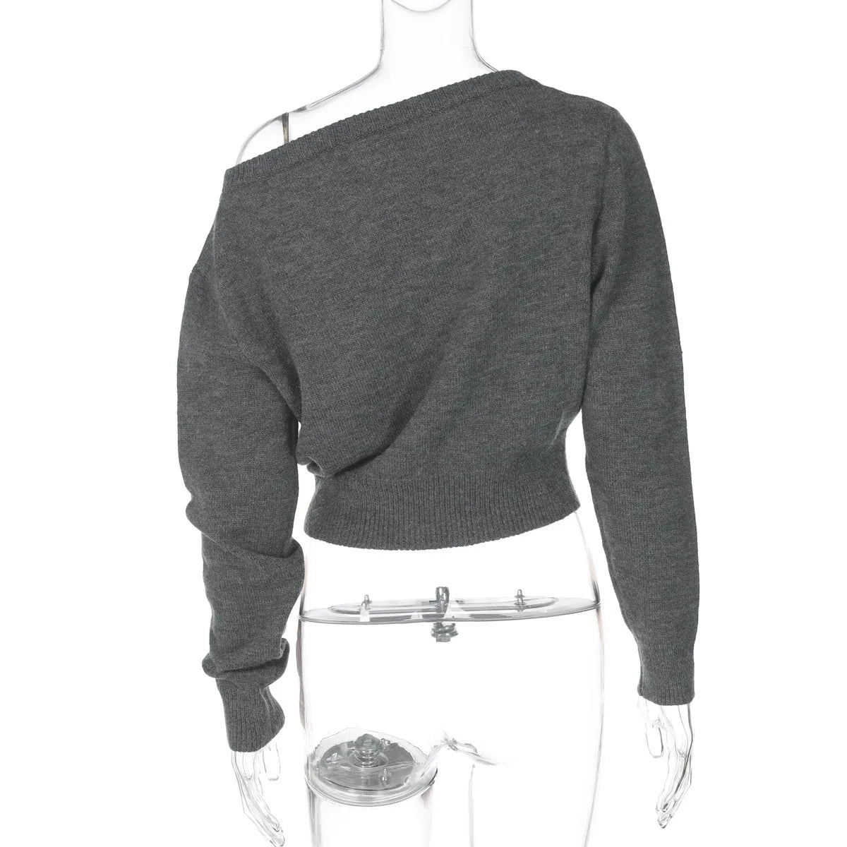 One Shoulder Beige Knitted Sweater Women's Pull Waist One-Shoulder Sweatshirt Jumper Pulls Spring Clothes 2026 Pullover Y2K New