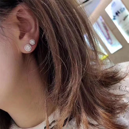 Huitan Classic Women's Stud Earrings Gold Color/Silver Color Crystal Cubic Zirconia Exquisite Female Earrings Versatile Jewelry