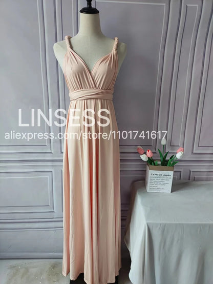 Multiway Bridesmaid Dress Infinity Outfit Floor Length Maxi Wrap Convertible Dresses Wedding Dress Multi-way Rust Dress