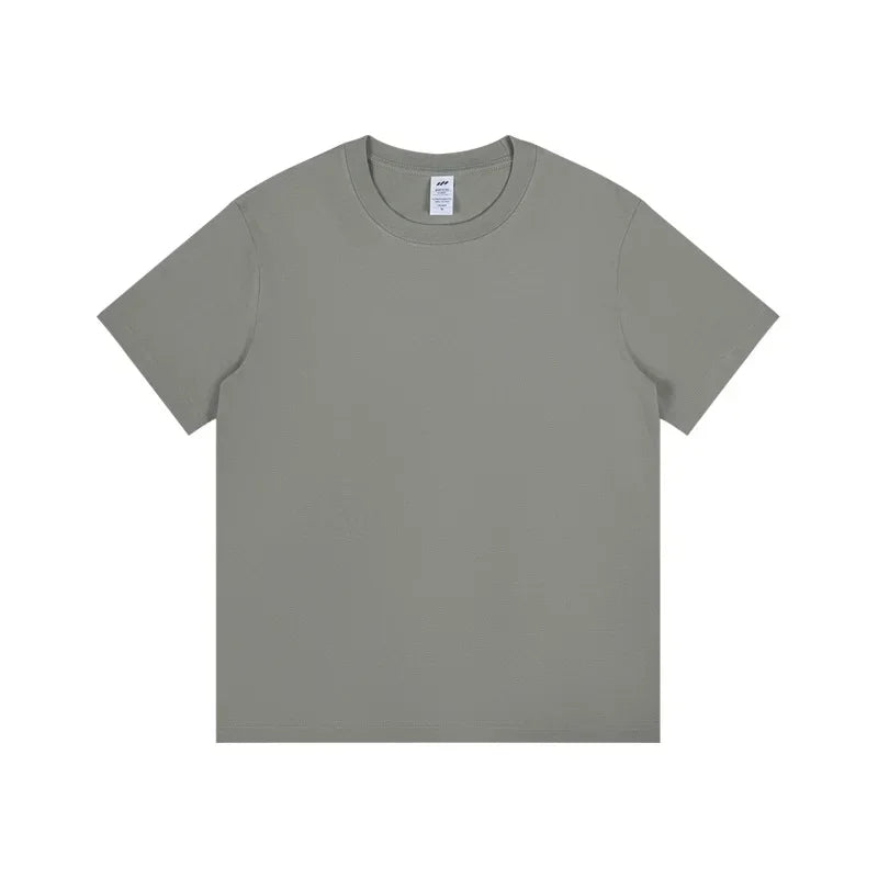Men's 230g Heavy Cotton Short-sleeved T-shirt Men Pure Cotton Loose Solid Color Bottoming Shirt Trendy Man T-shirt Tops Clothes