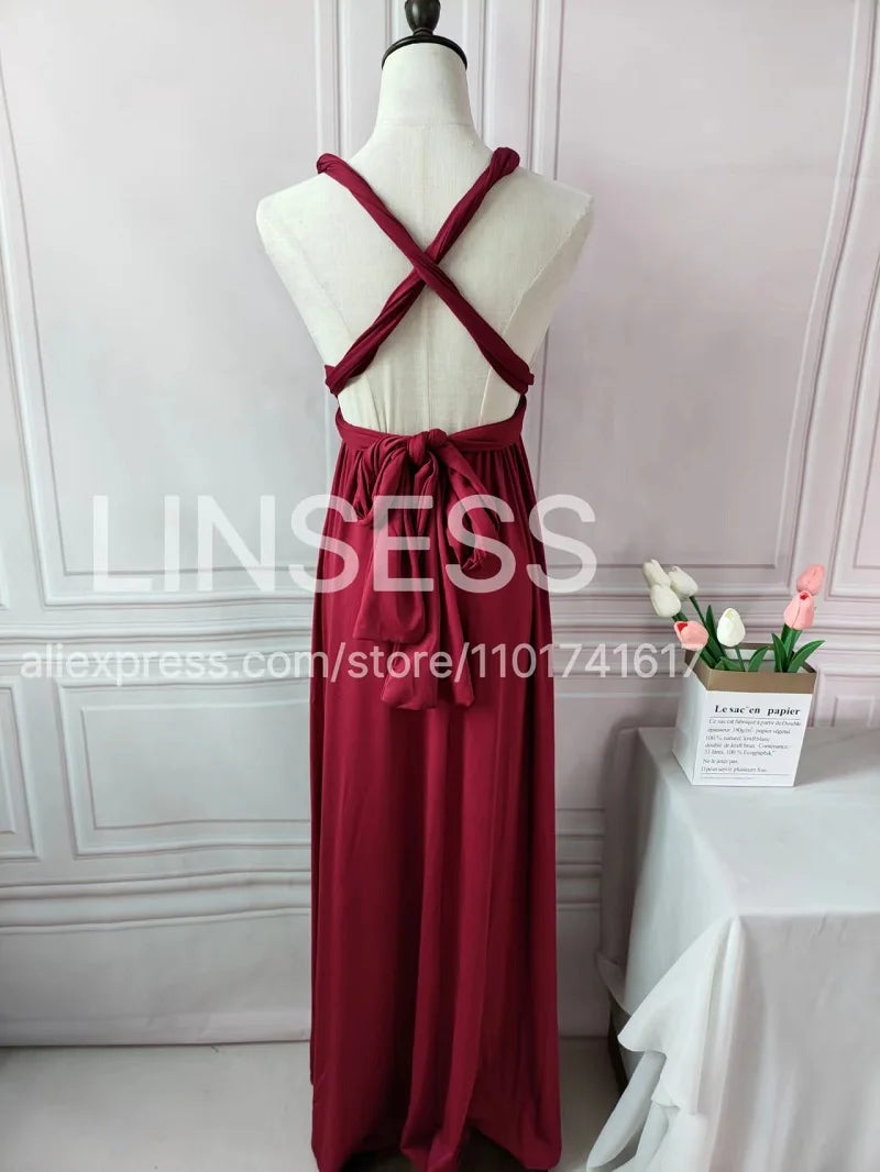Multiway Bridesmaid Dress Infinity Outfit Floor Length Maxi Wrap Convertible Dresses Wedding Dress Multi-way Rust Dress
