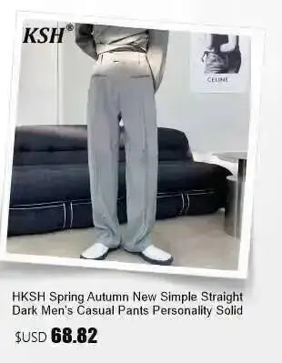 HKSH Men's Tide Classic Thicken Pure Cotton Fleece Harem Pants Suspension Sports Casual Trousers Dark Chic Grey RO Style HK1394